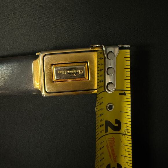 Authentic Christian Dior Black Brown Leather Gold Buckle Belt double sided 37in - Picture 16 of 16